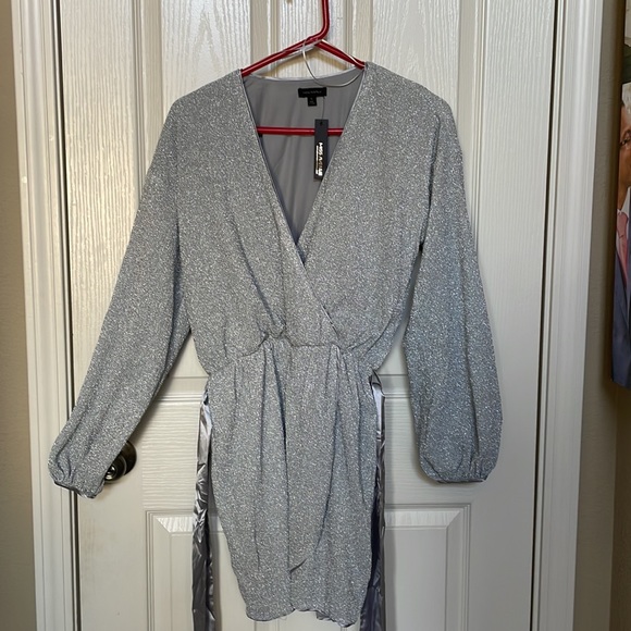NWT silver, long sleeve wrap dress from Baltic Born - Picture 3 of 5